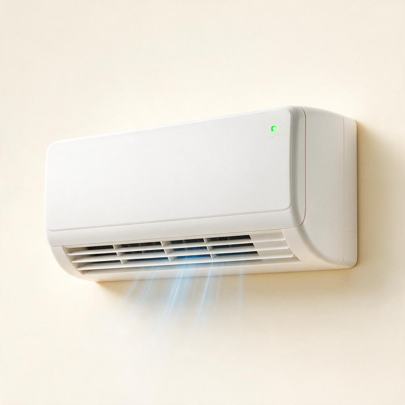 Ar condicionado split branco instalado na parede